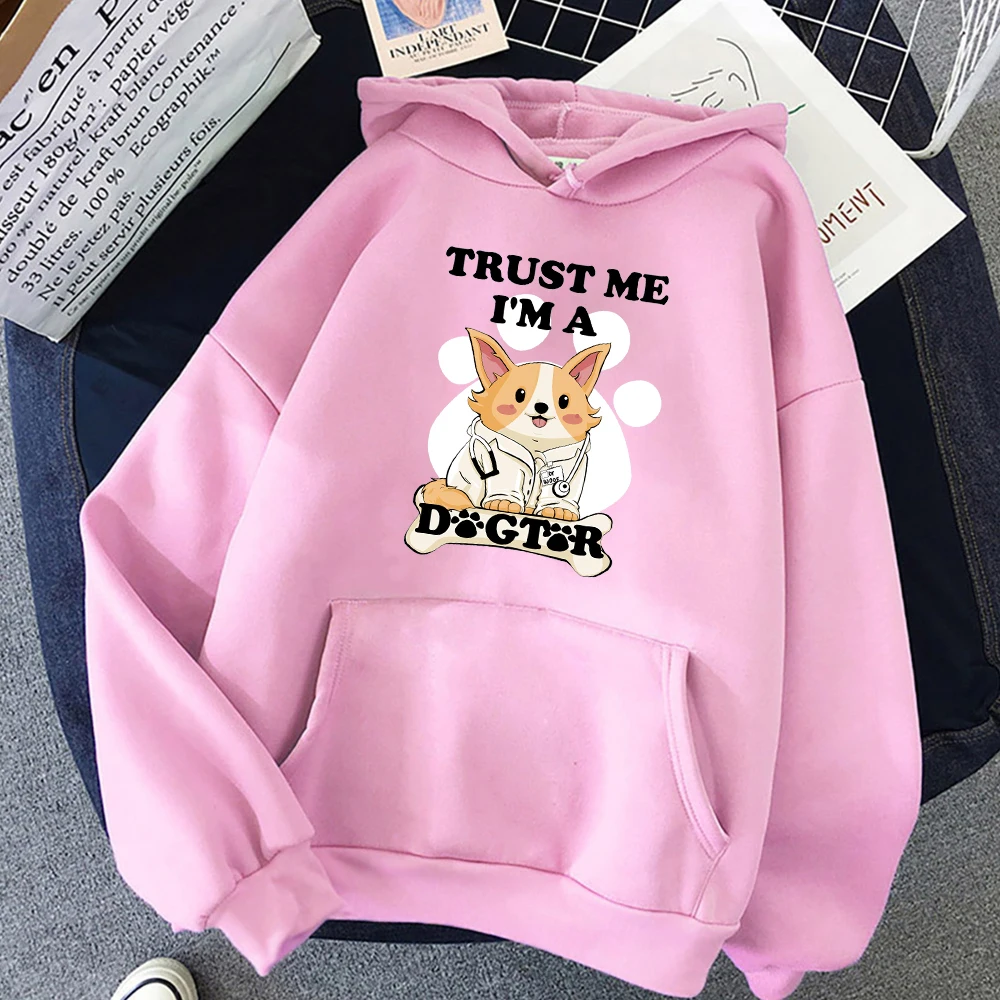 

2021 осень Флисовая теплая уличная одежда Trust Me I'm A The Dog милые толстовки Мужская мода простые свободные свитшоты удобные с капюшоном