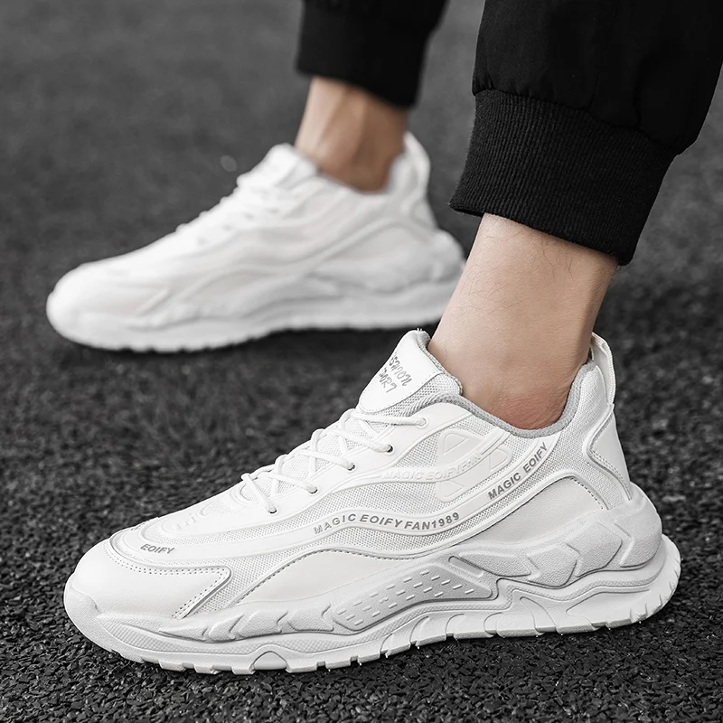 

2021 Men's Fashion Sneakers Light Breathable Comfortable Leisure Shoes Non-slip Rubber Height Increasing Running Shoes