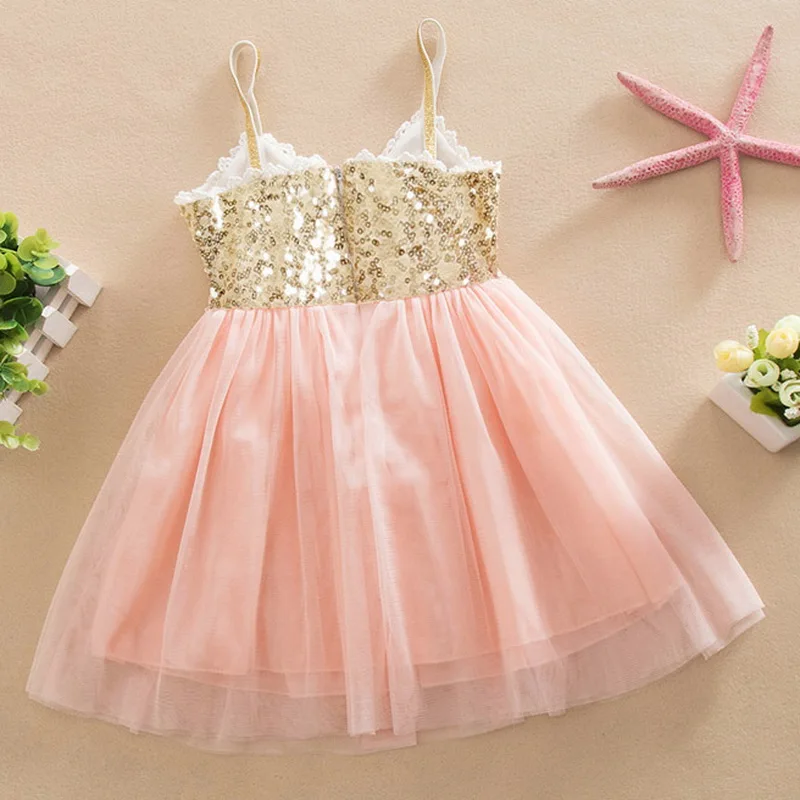 Toddler Girls Sling Dress Sequined Infant Baby Lace Birthday Party Little Sleeveless Princess Costume 0-6Y | Детская одежда и