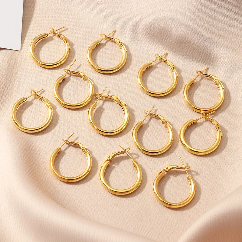 

conjunto pequeno ouro suave hoop brincos para as mulheres do sexo feminino festa punk hip hop rua aros brinco jias de ouro