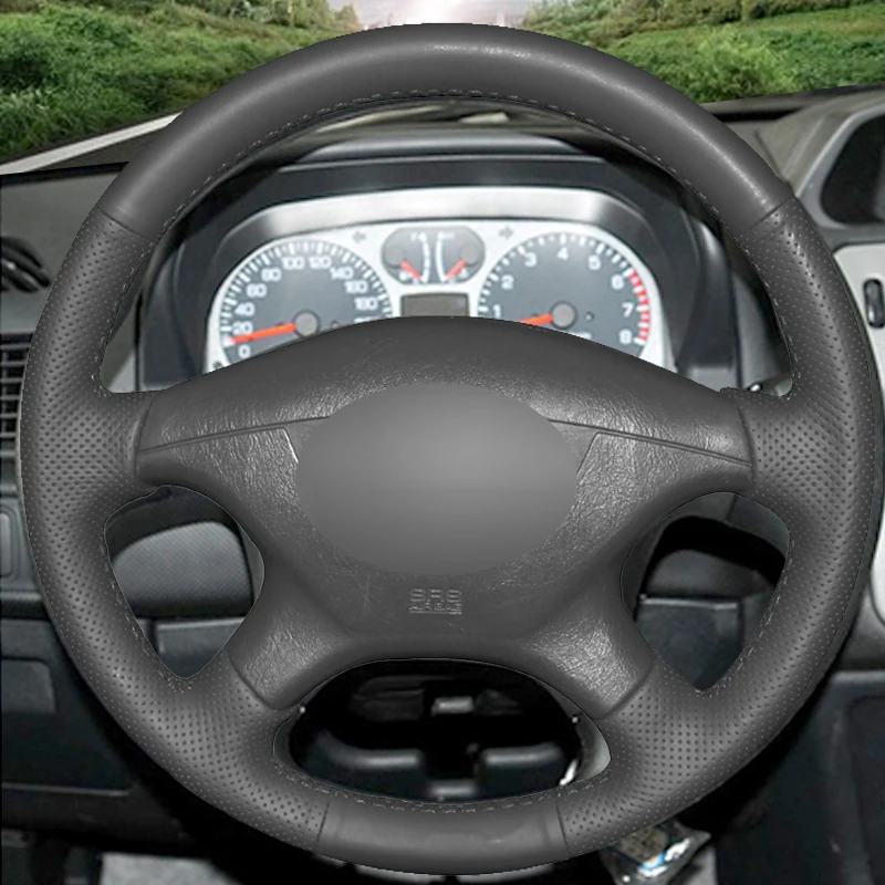 Сшитый вручную черный чехол на руль автомобиля из искусственной кожи для Mitsubishi