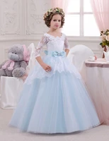 2016 girls pageant gowns wedding white flower girl dresses lace bowknot tulle ball gown princess holy communion dress online