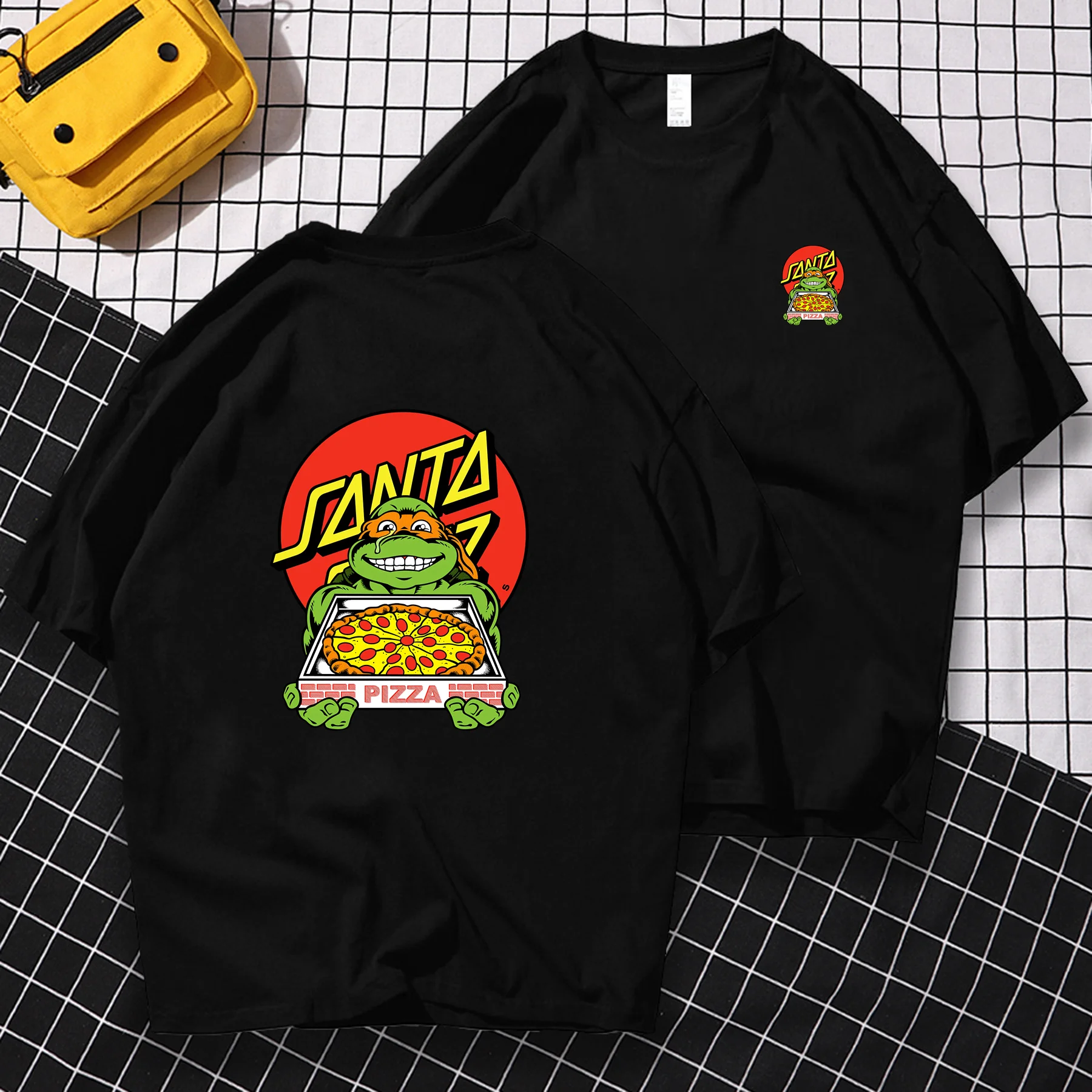 

Men Harajuku Anime Summer Y2k Fashion Hip Hop Oversized T-shirt Santa Cruz Ninja Pizza T-shirt Graphic Tees Short Sleeve Tops