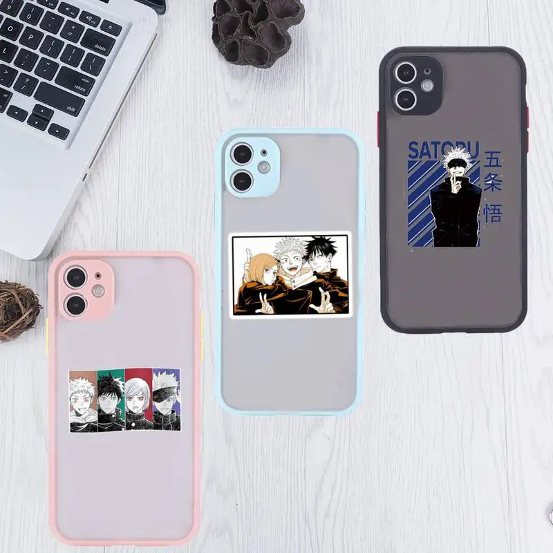 

Hot Anime Jujutsu Kaisen Phone Case For iPhone 12 11 Mini Pro XR XS Max 7 8 Plus X Matte transparent Pink Back Cover