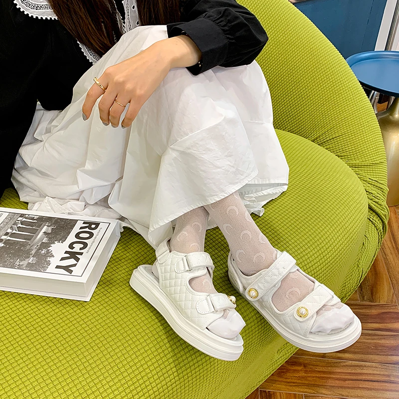 

Buckle Clear Heels Black Platform Sandals 2021 Summer All-Match Shoes Med Increasing Height Open Toe Suit Female Beige Espadrill