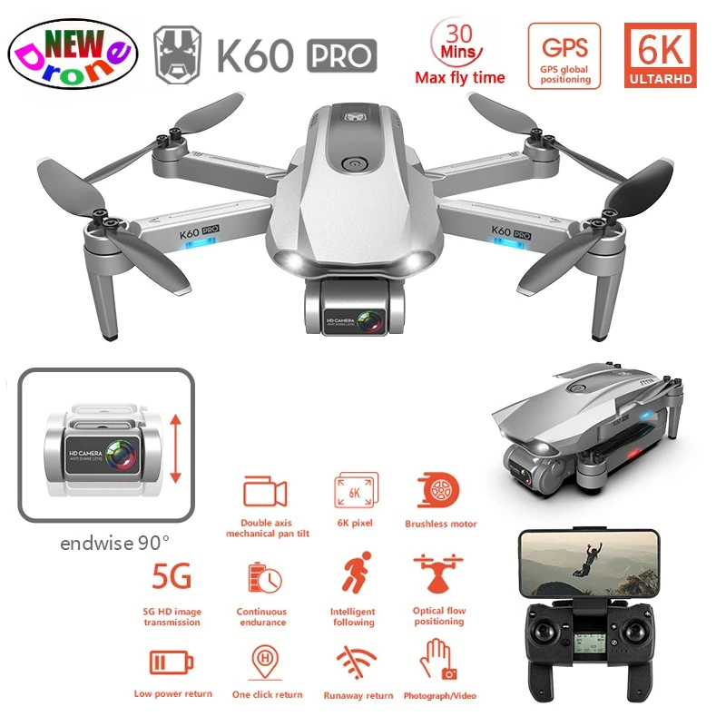 

K60 Pro 6K drone 4k gps profissional 5G HD Camera System Two Axis Gimbal Camera Brushless Motor Drones 1.2km Flight 30 Min toys