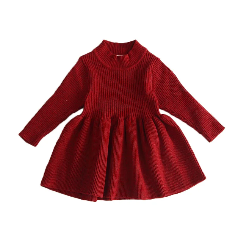 

kids dresses for girls 2020 autumn and winter new girls knitted dress casual children's solid color long-sleeved princess dress