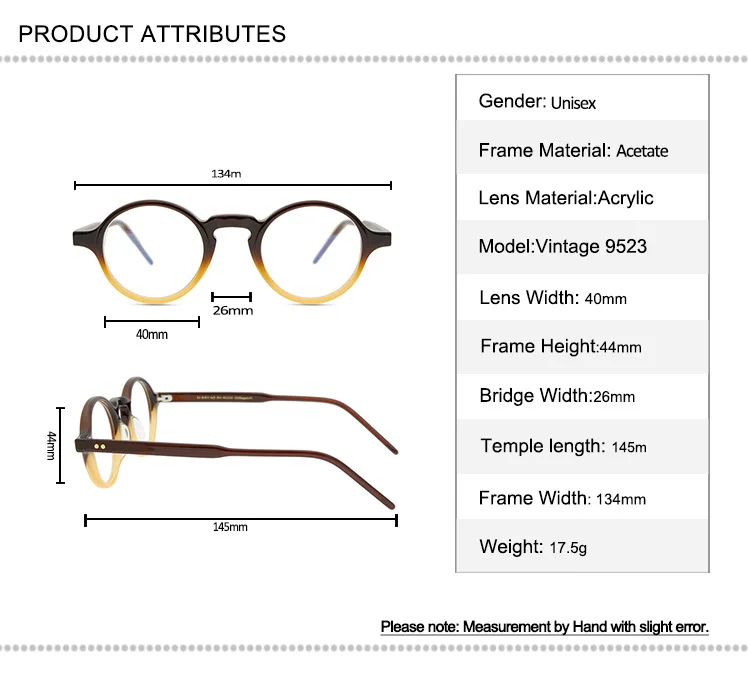 

Acetate Round Glasses Frame Retro Men Full Rim Myopia Eyewear High Quality Clear Lens Goggle Vintage Optical Eyeglasses Women