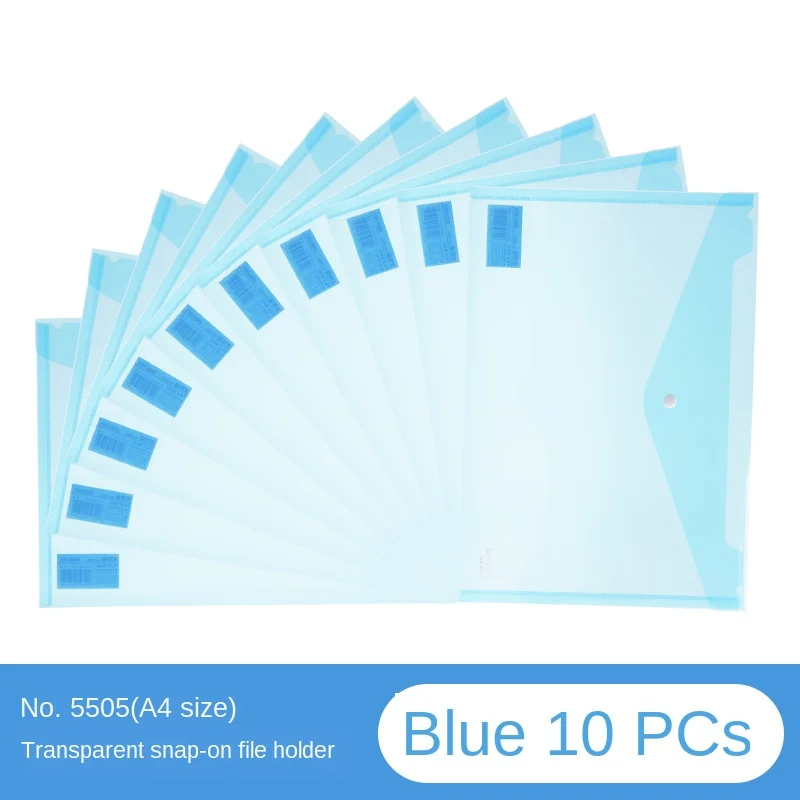 

File Bag A4 Transparent Button Bag Plastic Briefcase Kit Student Bag Portfolio Kit Ticket Waterproof Bag 10 Pack