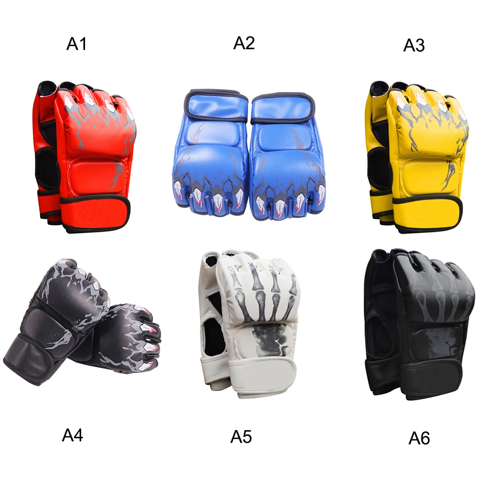 Утолщенные боксерские перчатки профессиональные боевые митенки без пальцев для