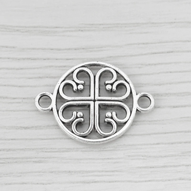 20 x тибетский серебряное пустое сердце круглый разъем подвески для DIY ювелирные