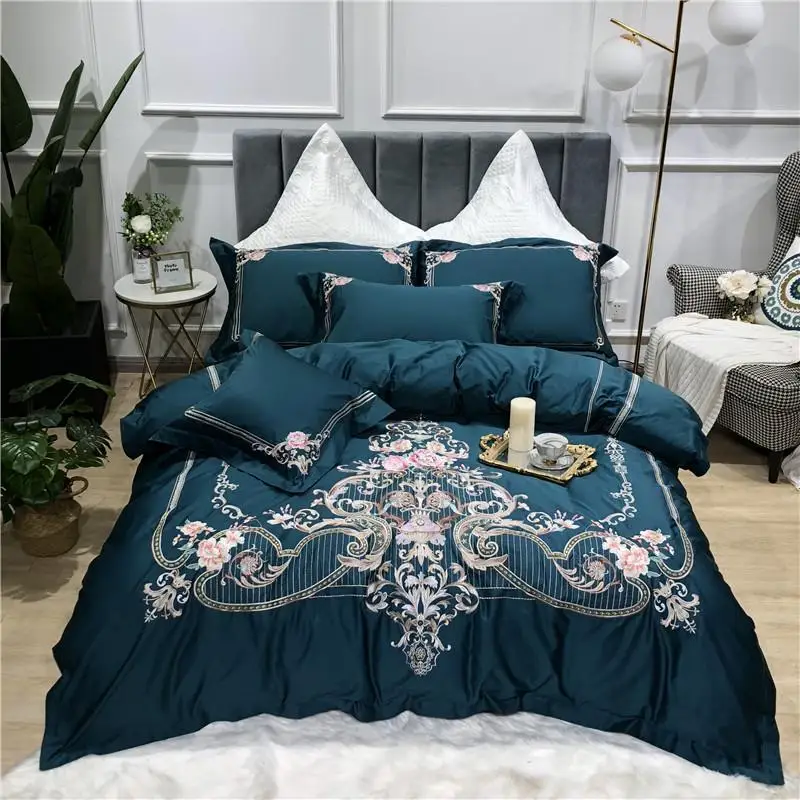 

J2 New 800TC Egyptian Cotton Royal Luxury Bedding set King Queen Size Embroidery Bed set Duvet Cover Bedsheet set parrure de lit