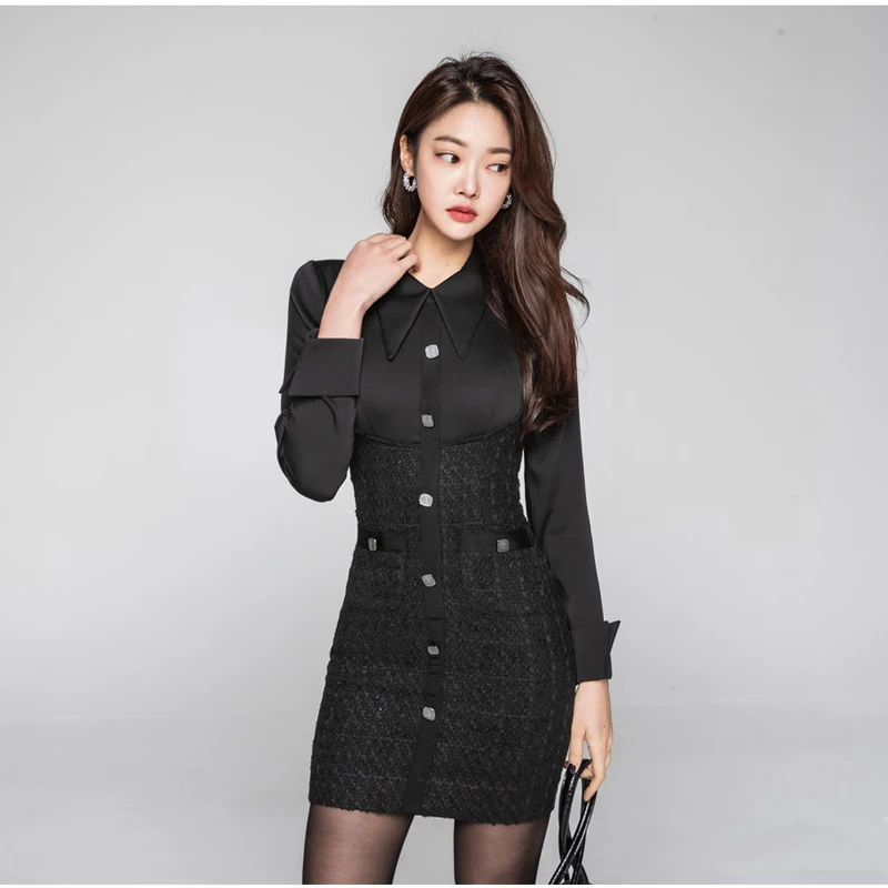 

Elegant Office Ladies Pencil Dress Women Single-breasted High Waist Mini Occupation Party Dresses Sheath Bodycon Vestidos TA2166