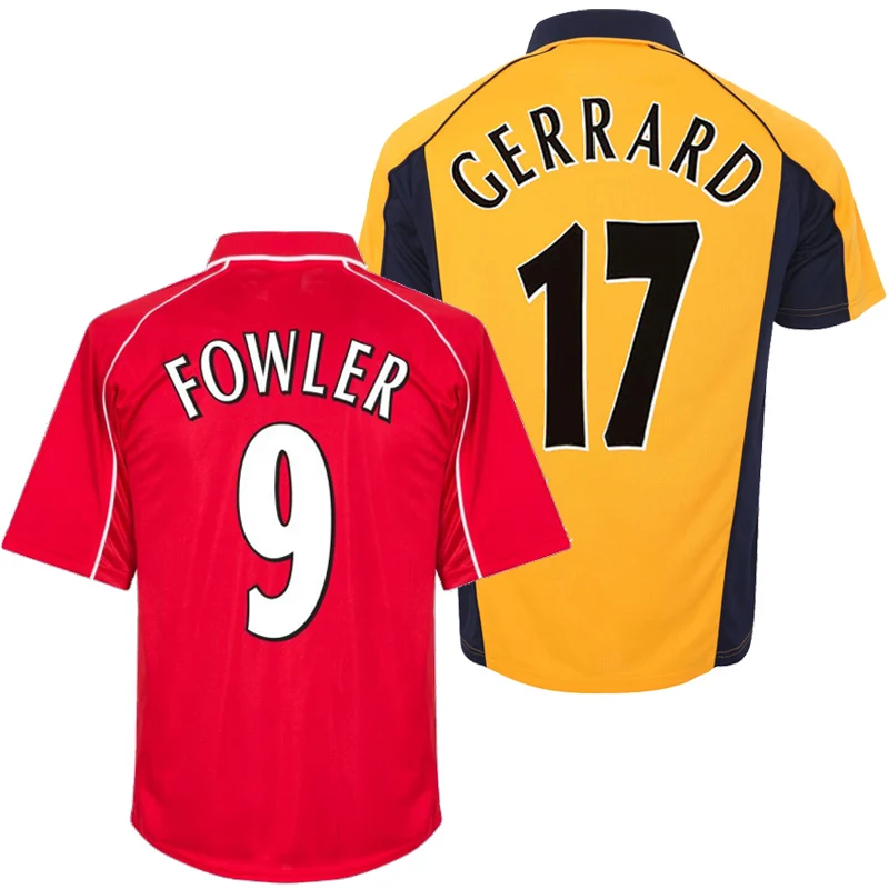 

High Quality 17 Gerrard Classic Camisa 2000 2001 Home Away Owen Ziege Heskey Fowler Berger T-Shirt