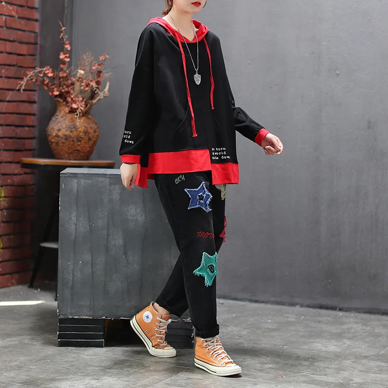 Джинсы женские свободные в стиле ретро повседневные брюки из денима с эластичным