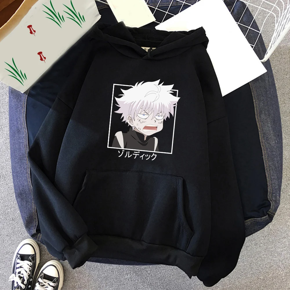 

Милые толстовки Hunter X Hunter, забавный мультяшный аниме Графический капюшон Killua, Зимний пуловер с капюшоном, Свитшот свободного покроя с длинны...