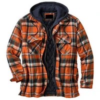 2021 fashion mens clothing european american autumn and winter models thick cotton plaid long sleeved loose hooded jacket