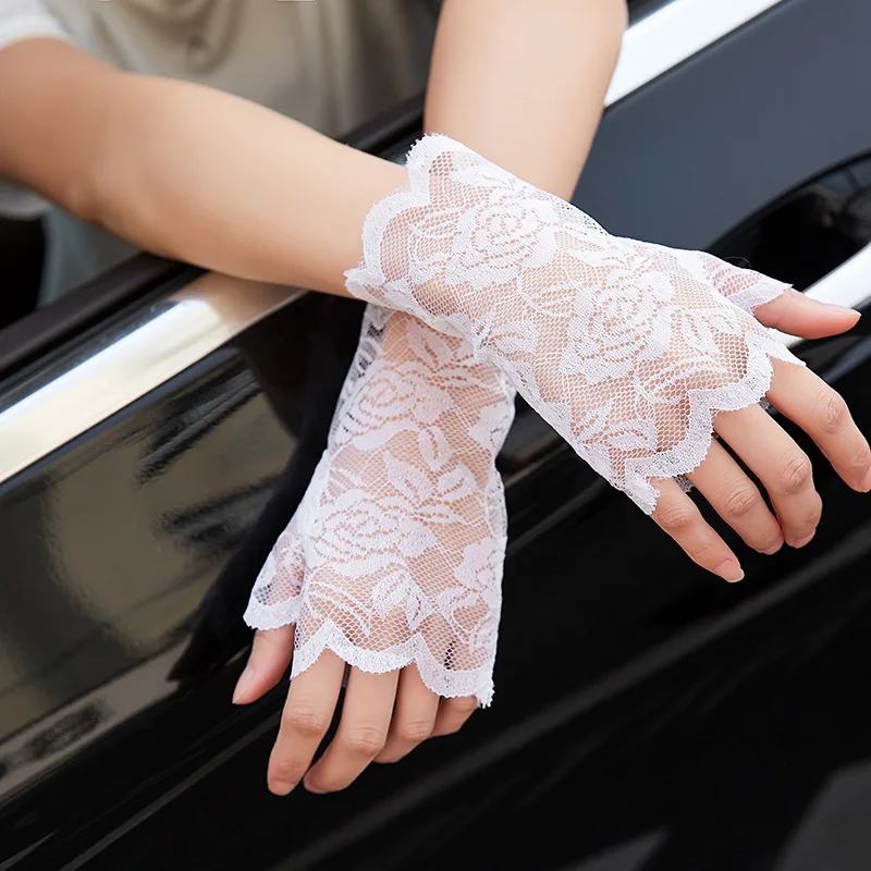 

Fashion Summer Short Lace Woman Outdoor Riding Driving Sunscreen Gloves Ceremonial Bridal Wedding Glove Sexy Girls Party Gift