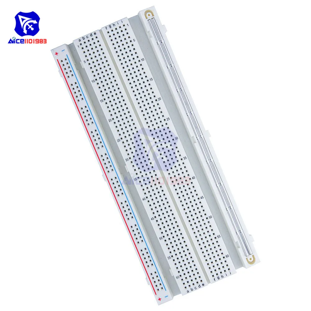 Фото Diymore MB-102 830, макетная плата без пайки + 65 шт. кабелей перемычки + Модуль блока питания, полный комплект для Arduino №4
