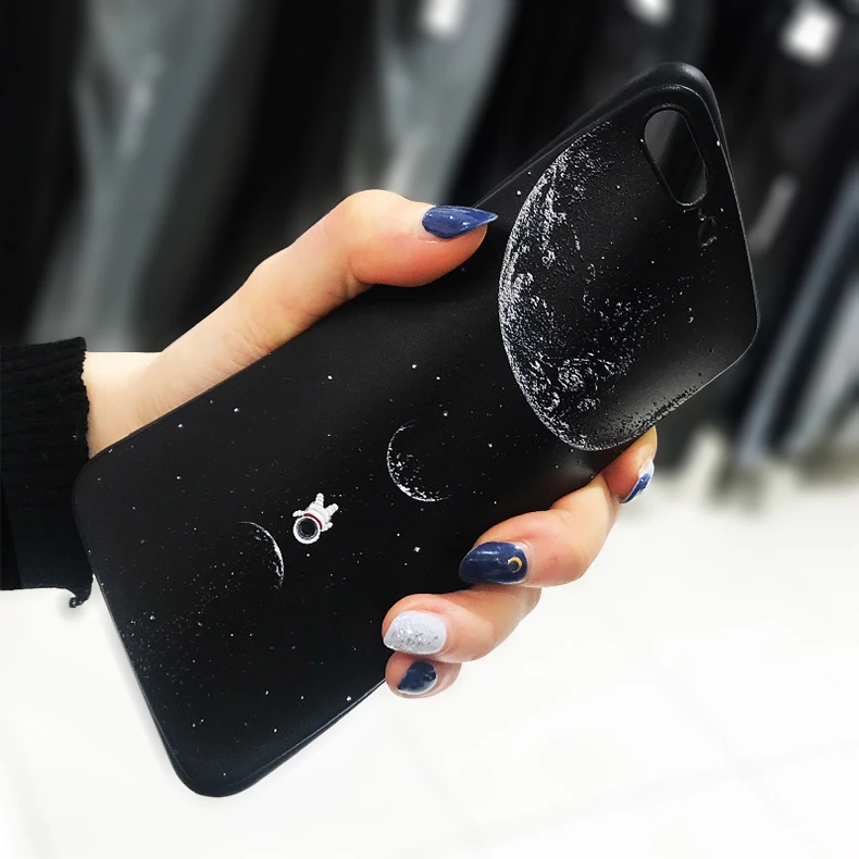

For Fundas iPhone 12 11 Pro XS Max 7 8 6S 6 Plus 5 S SE 2020 XR X 11Pro Case Star Moon Earth Aerospace Soft Black Back Cover