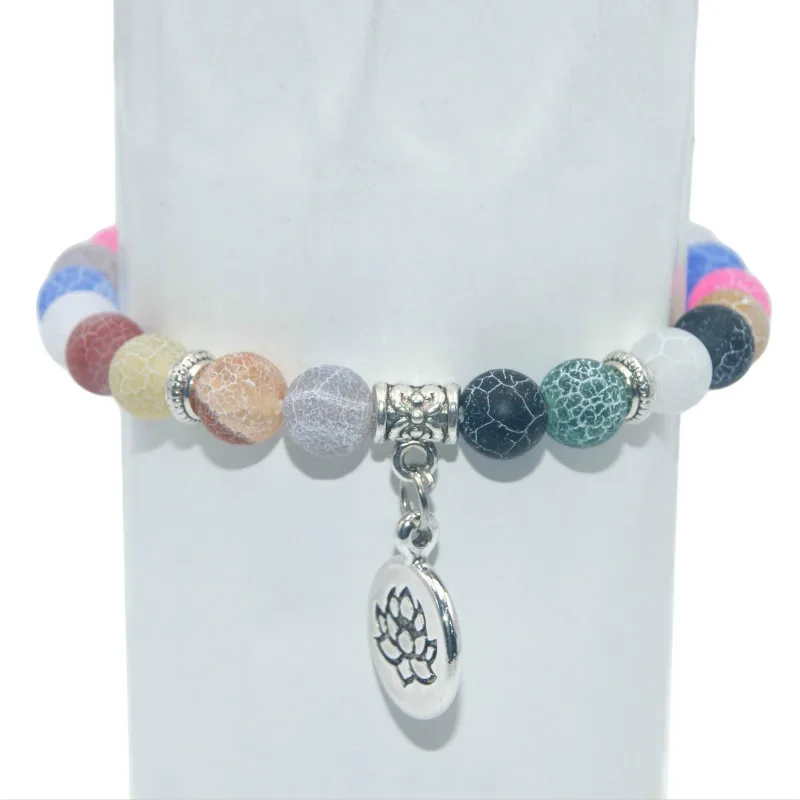 

8MM Natural Stone Lotus Beads lucky Bracelet Tiger eye Agates Mala Beads Bracelets Bangles For Women Men Yoga Bracelet Femme