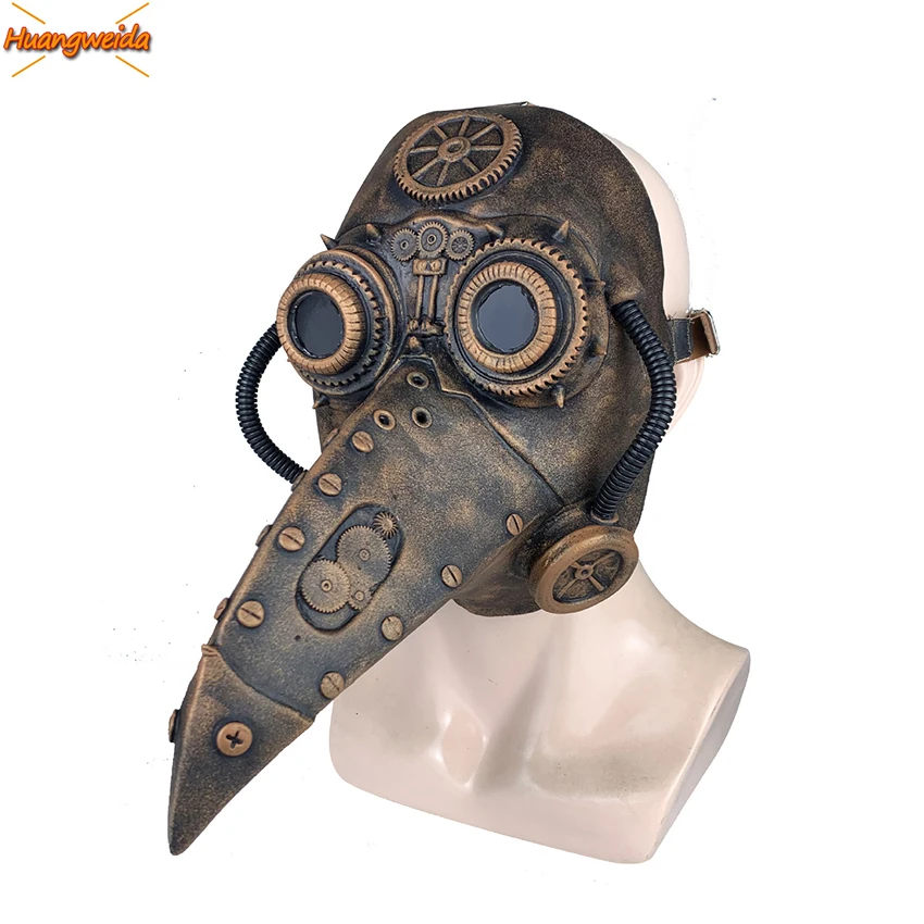 

Mechanical Plague Doctor Mask Latex Steam Punks Halloween Cosplay Beak Masks Accessories Retro Industrial Prop Carnival