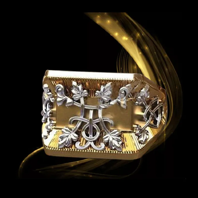 

New Hot Sale Jewelry Personalized Crusader Flower Carving Ring Men And Women Ring Trend Fashion