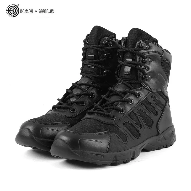 Ботинки мужские тактические кожаные водонепроницаемые ботинки в стиле милитари