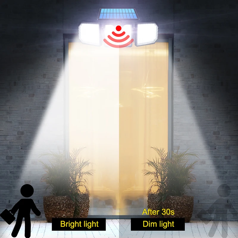 

30LED Solar Light Dual Head Solar Lamp PIR Motion Sensor Spotlight Waterproof Outdoor Adjustable Angle Lights For Garden Wall