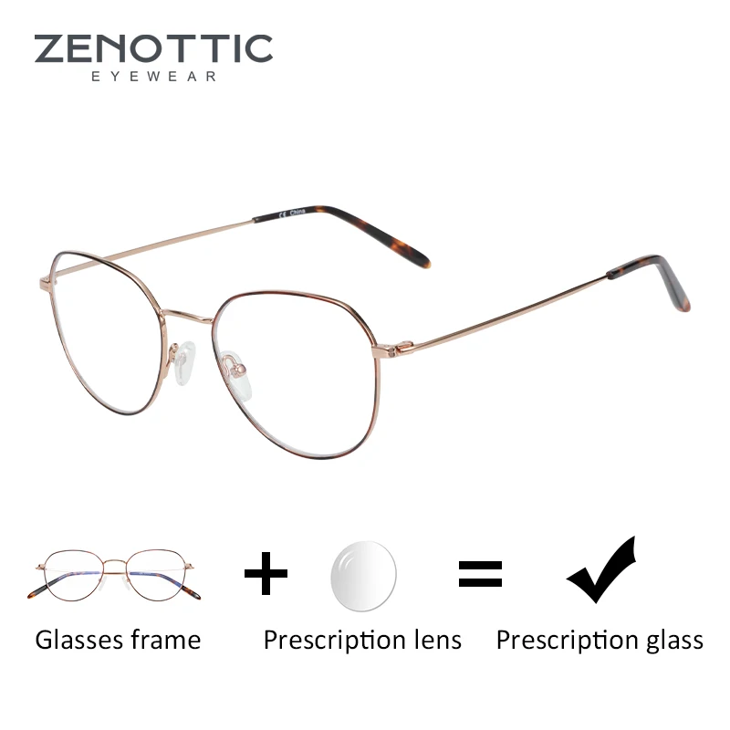 

ZENOTTIC Brand Prescription Glasses Women Progressive Myopia Alloy Oval Frame Eyeglasses Anti Blue Light Eyewear Reading Glasses