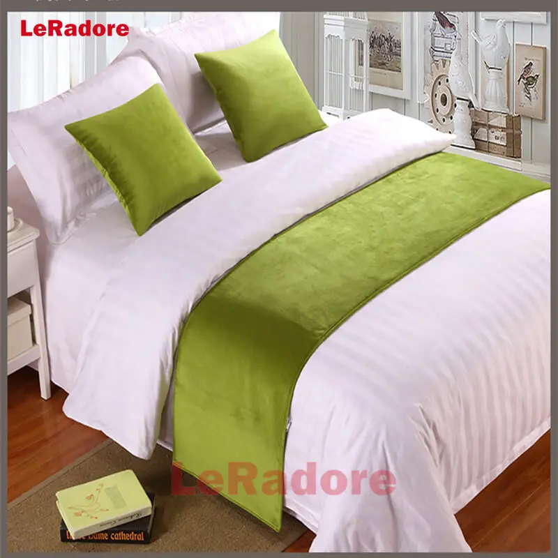 Роскошный бархатный однотонный шарф для кровати набор отелей защитный чехол