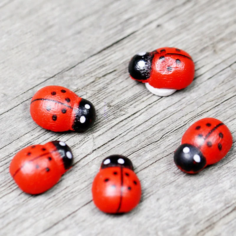 100 шт./пакет окрашенная Божья коровка самоклеящаяся деревянная поделка паста для