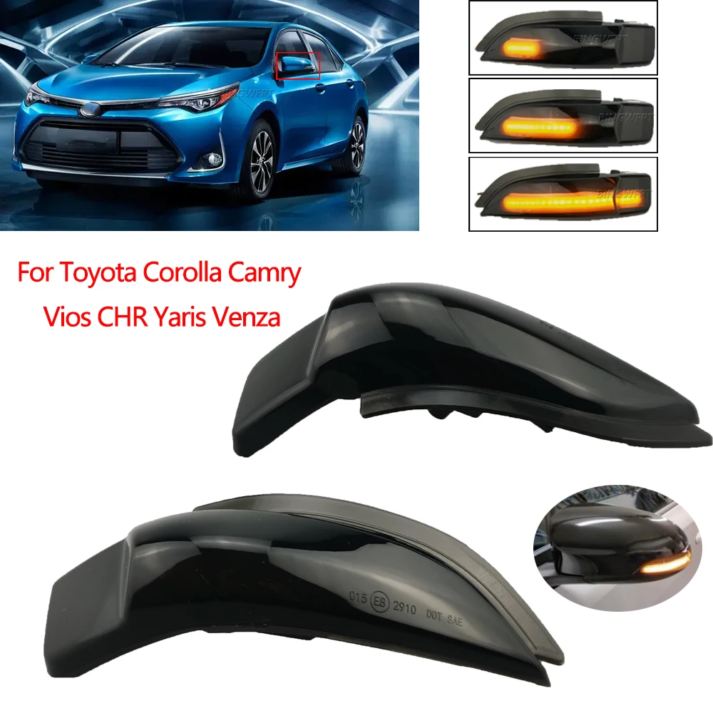 

For Toyota Corolla Camry Prius Vios Yaris Venza Avalon Altis LED Dynamic Turn Signal Light Sequential Side Mirror Indicator