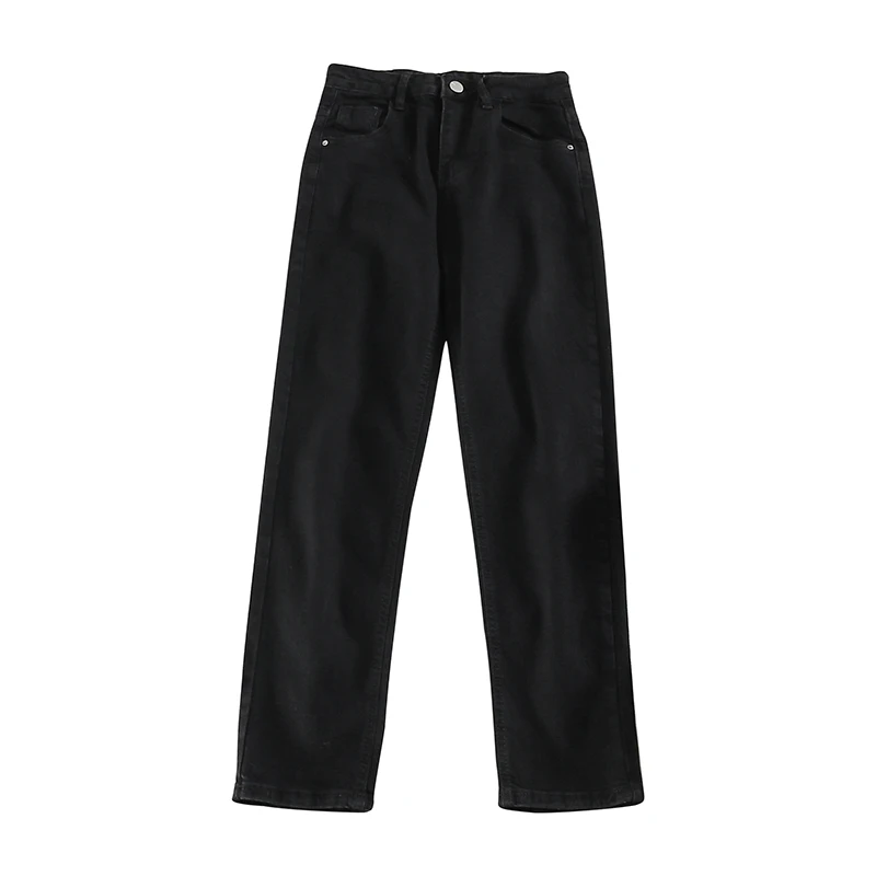 

Black Straight Pants Female New Style High Waist Drooping Slimming Jeans Little Loose Versatile Elastic Ankle-Length Pants-Music