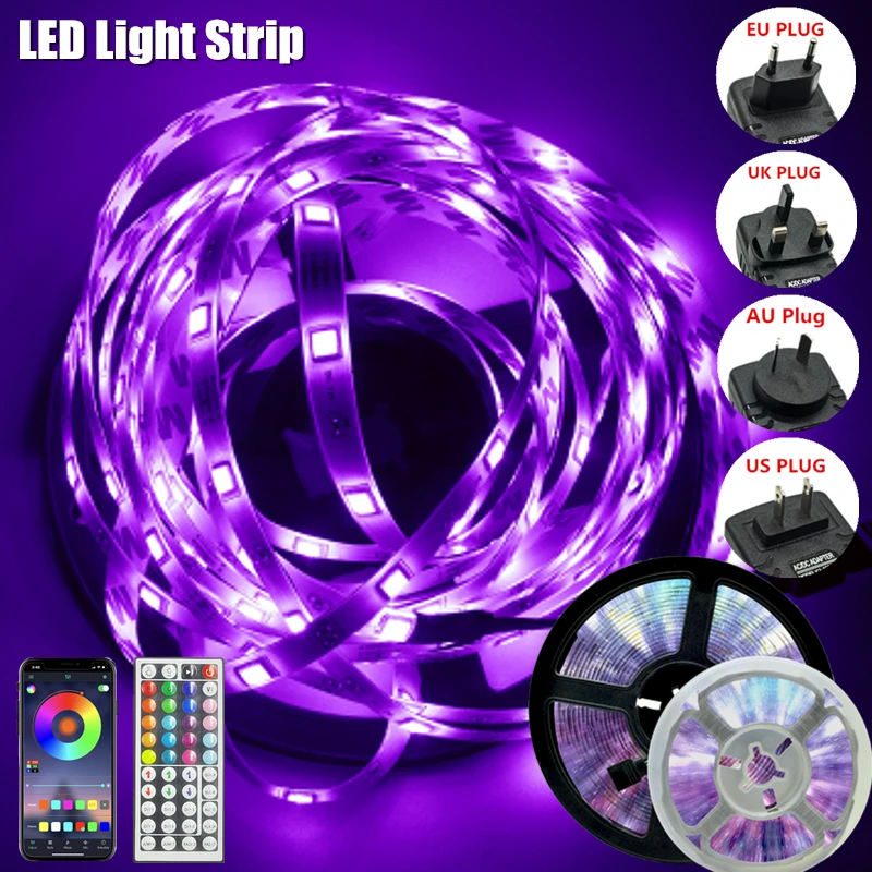 

RGB LED Light Flexible Ribbon Tape Fita Lighting Strip Background Lamp Waterproof Decoration Luminous Remote Bluetooth Control
