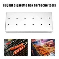 20 new wood chips bbq smoker box for indoor outdoor charcoal gas barbecue grill meat infused smoke flavor accessories smoker box