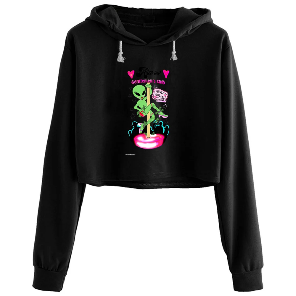 

Alien Luv Crop Hoodies Women Y2k Kawaii Goth Grunge Pullover For Girls