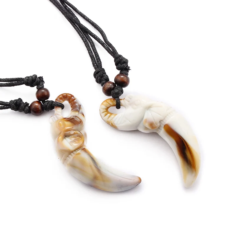 elephant tooth 1 шт. Подвески Слон Орел Сова черепаха череп КИТ сердце собака кулон восковой шнур смола, ювелирное ожерелье Регулируемый - Окраска металла: elephant tooth