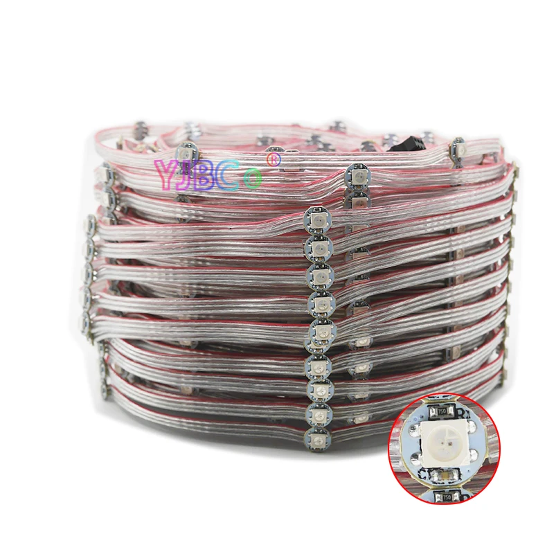 

Wholesale 500pcs/pack Pre-soldered WS2812B LED Heatsink 5050 RGB WS2811 IC Built-in & 10cm Wire DC5V Digital Pixel Light