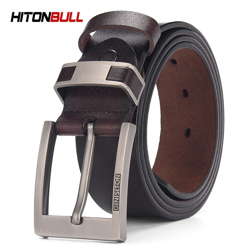 HITONBULL Men Cow Genuine Leather Belts Luxury Men's Leather Belt Alloy Buckle Casual Male Vintage Strap Business Waistband