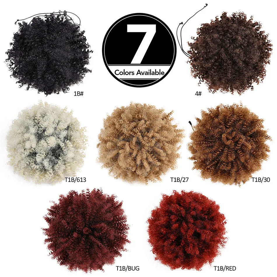 

Synthetic Mongolian Kinky Curly Short Afro Puff Drawstring Ponytail Hair Omber Color Wigs Extension For Women By Fashion Icon