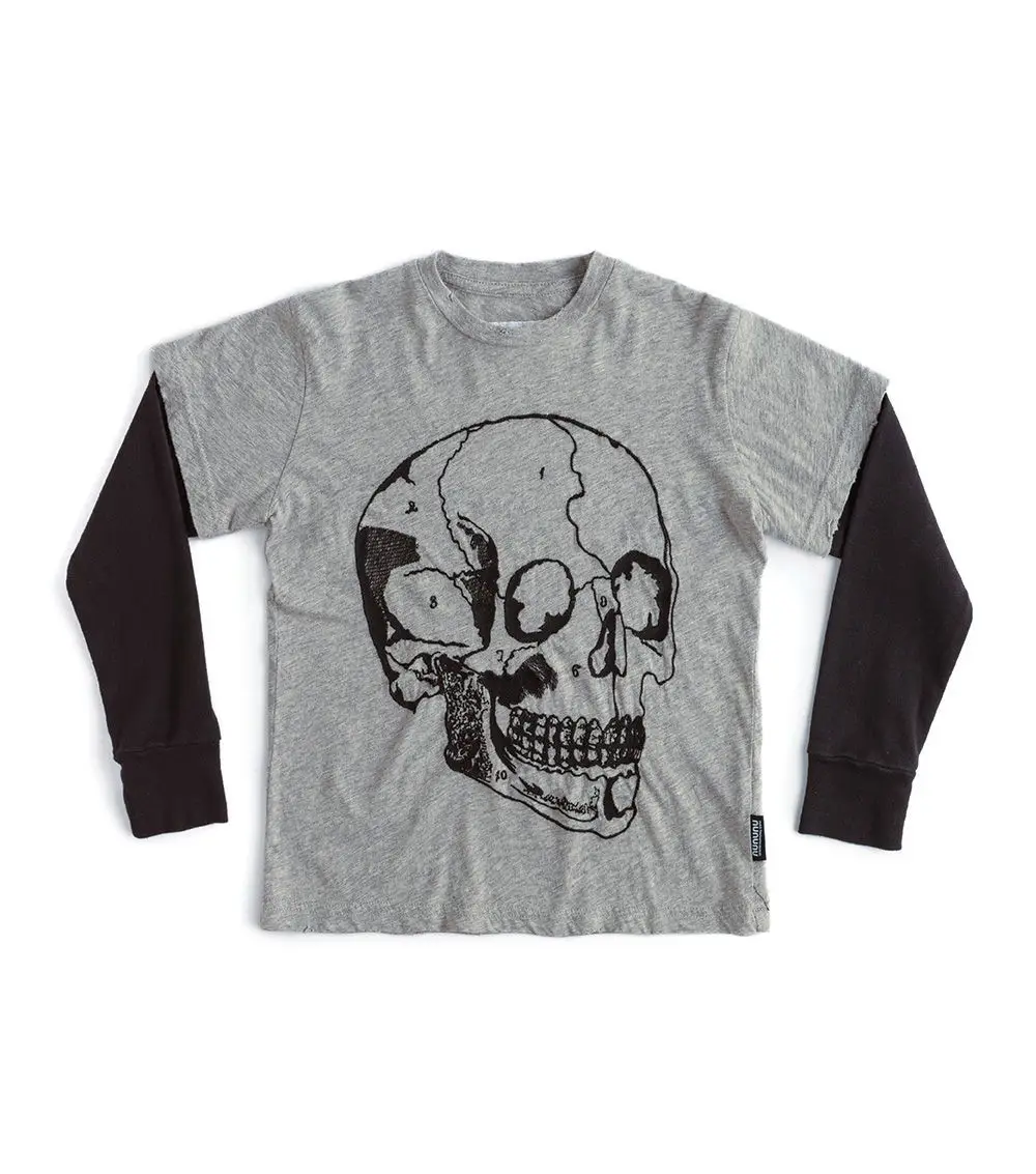 Tops de calavera para ni&ntilde;os, ropa de calle g&oacute;tica, Camiseta larga g&oacute;tica para ni&ntilde;os y ni&ntilde;as, ropa de beb&eacute;, jersey de cuello redondo 2021-2