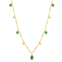 2022 new fashion women elegant emerald water dropping zircon clavicle chain necklace women sexy party green zircon necklace