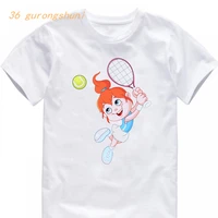 funny kids t shirt for boys kawaii children girls clothes tshirt girl cute cartoon tennis player vector kid graphic tee t shirt