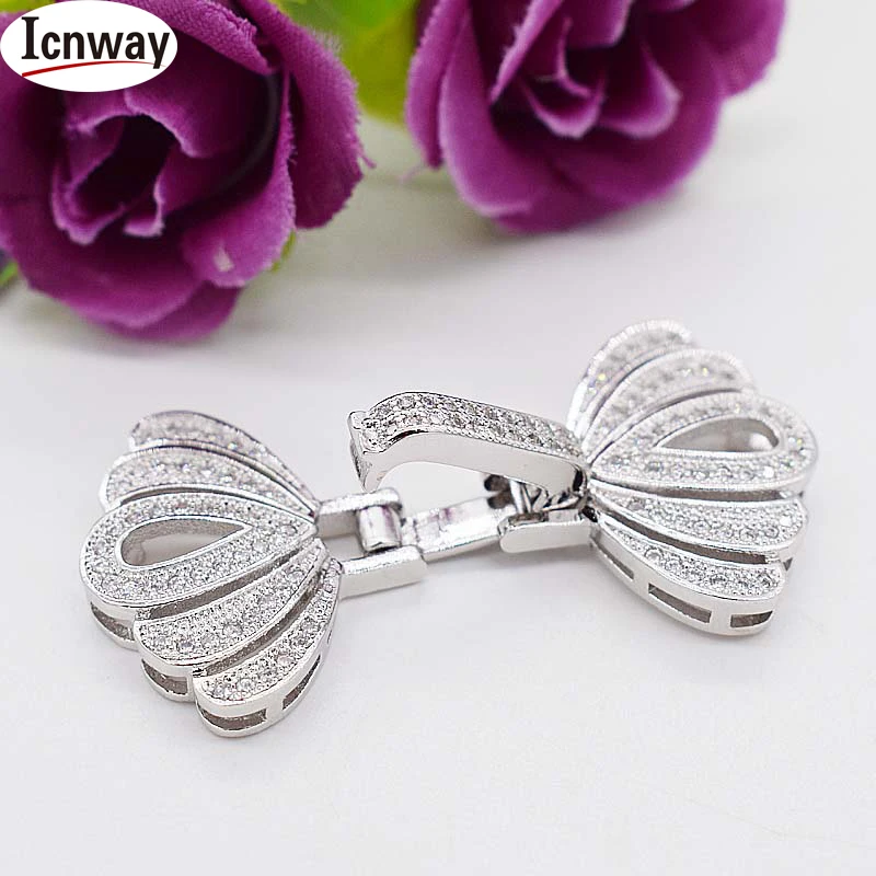 

Rhinestone inlay silver Plated 20*30mm Clasps For DIY bracelet necklace Free shipping wholesale