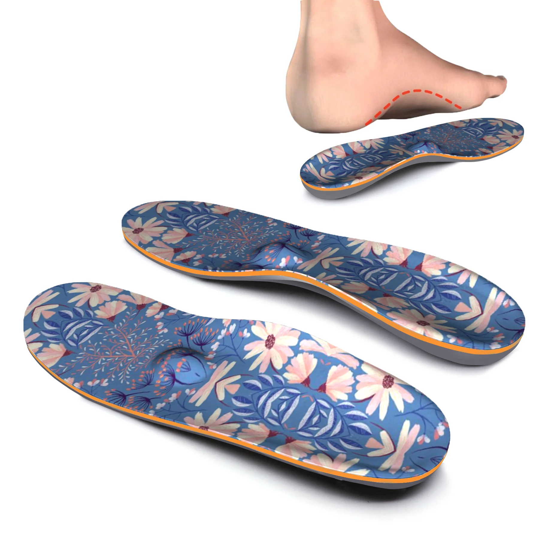 Purple Style Foot High Arch Support Insole, Relieve Fatigue From Standing For A Long Time, Non-slip And Breathable