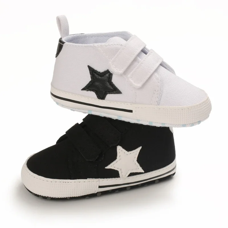 

Lovely Newborn Baby Girl Boy Soft Sole Shoe Anti Slip Canvas Sneaker Trainers Prewalker Black White 0-18M