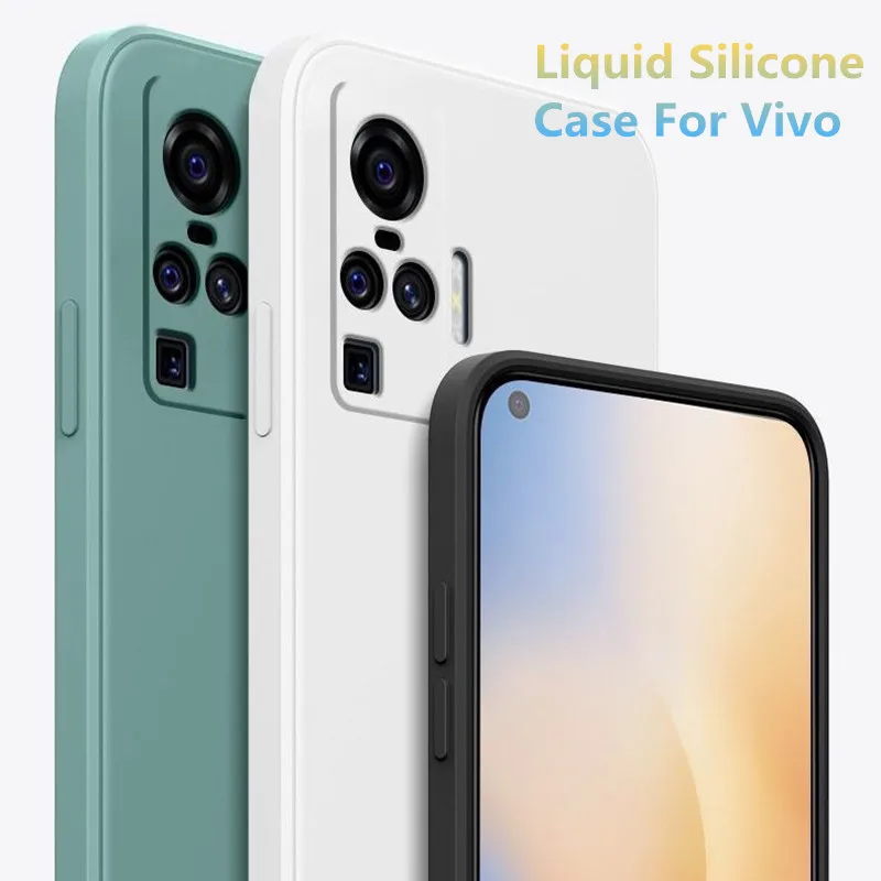 Силиконовый чехол с квадратным краем для VIVO X30 X50 Pro роскошный жидкий силикон