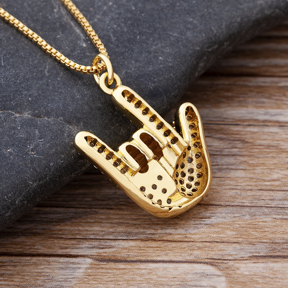 Модная Очаровательная подвеска с языком знака медная циркониевая золотая