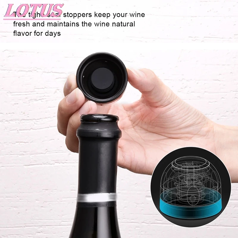 

Vacuum Red Wine Bottle Cap Stopper Silicone Sealed Champagne Bottle Stopper Retain Freshness wine plug Bar Tools 1pcs
